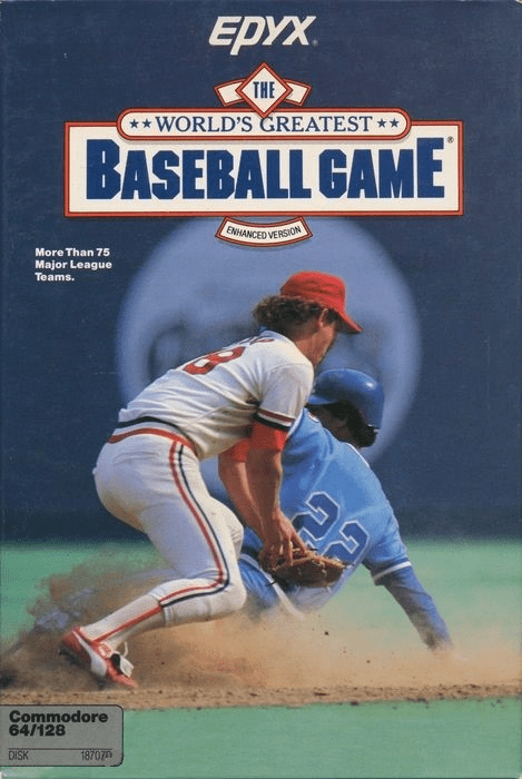 The Worlds Greatest Baseball Game box art for Commodore 64